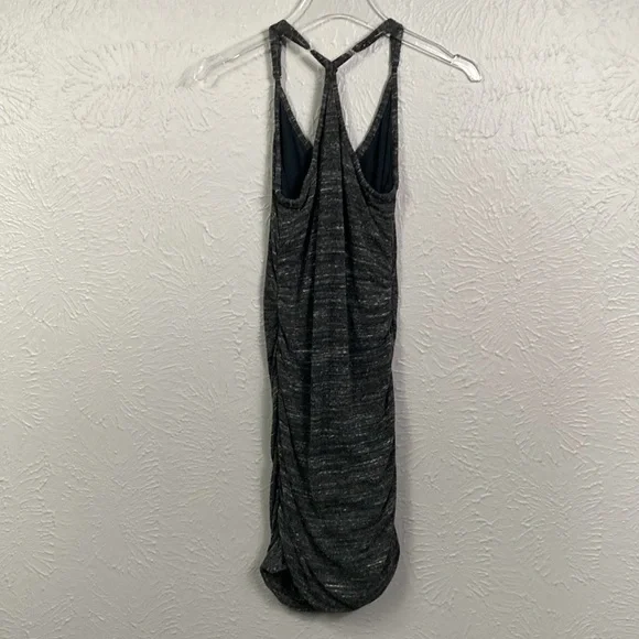 Splendid Heathered Gray Black Racerback Ruched Bodycon Dress Women's Siz…
